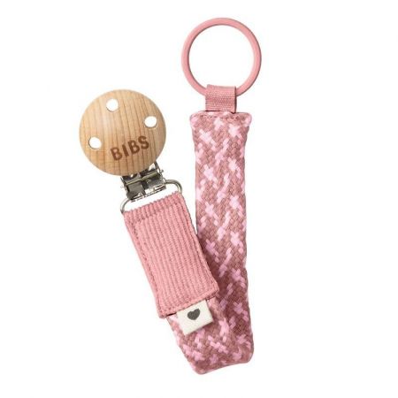 BIBS Paci Braid klip na dudlík-Dusty Pink / Baby Pink