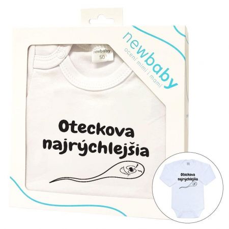 Body s potiskem New Baby Oteckova najrýchlejšia - darčekové balenie Velikost: 86 (12-18m)