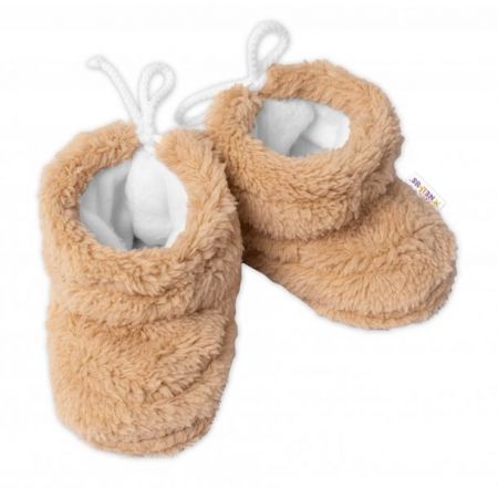 Zimní, chlupáčkové botičky/capačky Baby Nellys - béžové, 3 - 6m, 62-68 (3-6m)