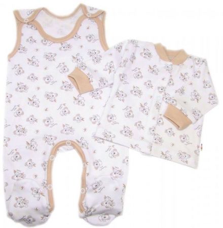 Kojenecké dupačky bavlna s košilkou Koala Basic Baby Nellys, béžový lem, vel.68, 68 (3-6m)