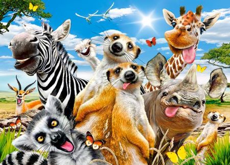 KIK Africké Selfie - Africká zvířata, Puzzle 260 ks CASTORLAND KX4798