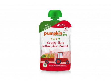 Pumpkin Organics BIO Zeleninové pyré z mrkve, batátu, brokolice a hrušky 100 g 6 m+