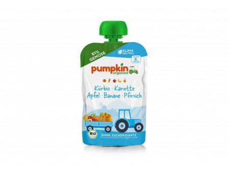 Pumpkin Organics BIO Zeleninové pyré z dýně, mrkve s jablkem, banánu, broskve 100 g 6 m+