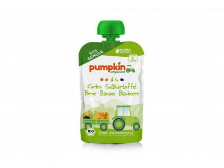 Pumpkin Organics BIO Zeleninové pyré z dýně, batátu s hruškou, banánem, borůvkou 100 g 6 m+