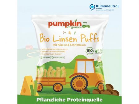 Pumpkin Organics BIO Čočkové křupky se sýrem čedar a pažitkou 20 g 12m+
