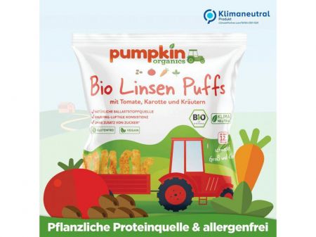 Pumpkin Organics BIO Čočkové křupky s rajčaty, mrkví a bylinkami 20 g 12 m+