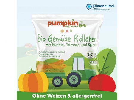 Pumpkin Organics BIO Kukuřičné tyčinky s dýní, rajčaty a špenátem 20 g 12 m+