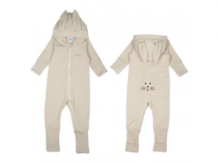 Moniel Dětský rostoucí teplákový overal Králík Basic Light Beige Velikost: 80/86 cm