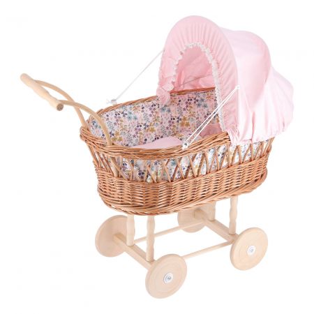 Petitcollin Kočárek proutěný růžový (pro panenku do 40 cm) DS95115636