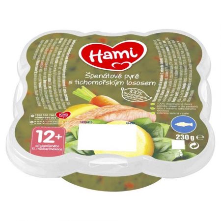 HAMI Talířek Špenátové pyré s tichomořským lososem 230 g, 12