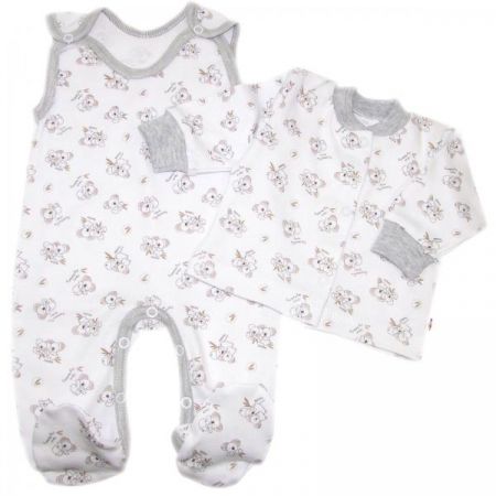 Kojenecké dupačky bavlna s košilkou Koala Basic Baby Nellys, šedý lem, vel. 68, 68 (3-6m)