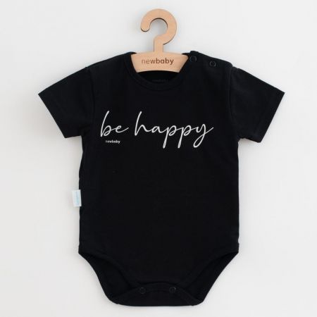 Kojenecké bavlněné body s krátkým rukávem New Baby Be Happy Černá 74 (6-9m)