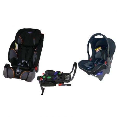 Klippan Triofix Recline Black Orange se základnou a Dinofixem