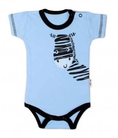 Body krátký rukáv Baby Nellys, Zebra - modré, vel. 62, 62 (2-3m)