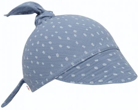 Mušelínový šátek s kšiltem DOTS, Baby Nellys - jeans, modrá, univerzální