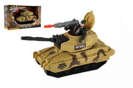 Teddies Tank s vojákem plast 8 x 24 cm na volný chod