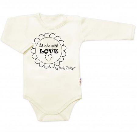 Body dlouhý rukáv Made with love, Baby Nellys, ecru, vel. 62, 62 (2-3m)