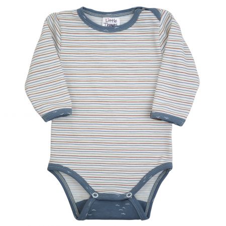 pruhované bavlněné bodýčko s dlouhým rukávem - 9-12kg