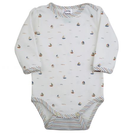 smetanové bavlněné bodýčko s lodičkami - 9-12kg