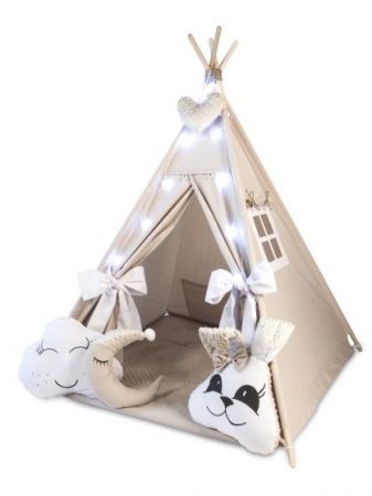 Dětský stan Teepee Baby Max Igloo BEIGE s led světýlky