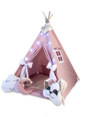 Dětský stan Teepee Baby Max Igloo PINK s led světýlky