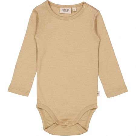 Wheat kojenecké body s dlouhým rukávem 9107 - latte Velikost: 56 Bavlna, modal