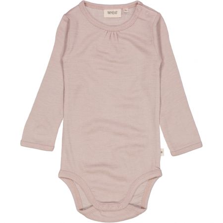 Wheat vlněné kojenecké body s dlouhým rukávem 9116 -  dark powder Velikost: 56 Vlna Merino