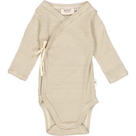 Wheat kojenecké body s dlouhým rukávem 9139 - warm stone stripe Velikost: 74 Bavlna