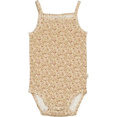 Wheat kojenecké body bez rukávů 9130 - eggshell flowers Velikost: 86 Biobavlna