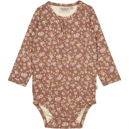 Wheat kojenecké body s dlouhým rukávem 9105 - vintage rose flowers Velikost: 56 Bavlna