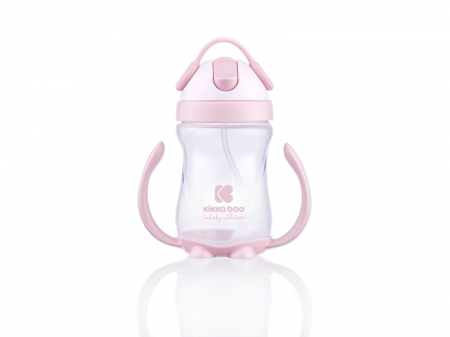 KikkaBoo Hrnek se silikonovým brčkem 300ml 12m+ Pink