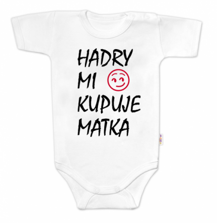 Body krátký rukáv Hadry mi kupuje matka, Baby Nellys, bílé, vel. 74, 74 (6-9m)