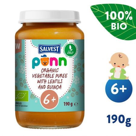 Salvest Ponn BIO Zeleninové pyré s čočkou a quinoou (190 g)