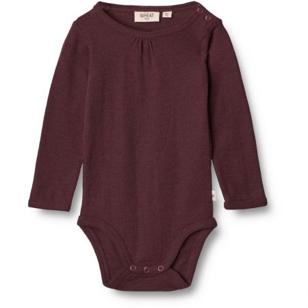 Wheat vlněné kojenecké body s dlouhým rukávem 9116 - 2118 aubergine Velikost: 92 Vlna Merino