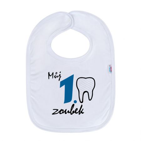 Kojenecký bavlněný bryndák New Baby Můj 1 zoubek modrá