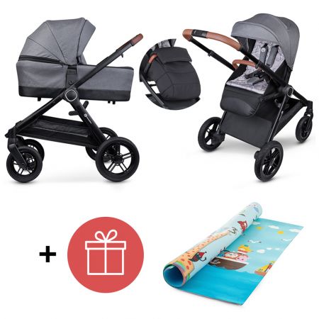 PETITEMARS PETITE&MARS Kočárek 2v1 Trails Ultimate Grey + PETITE&MARS Podložka na hraní Joy Max Giraffe ZDARMA
