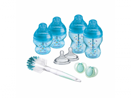 Tommee Tippee Sada kojeneckých lahviček C2N ANTI-COLIC s kartáčem Blue