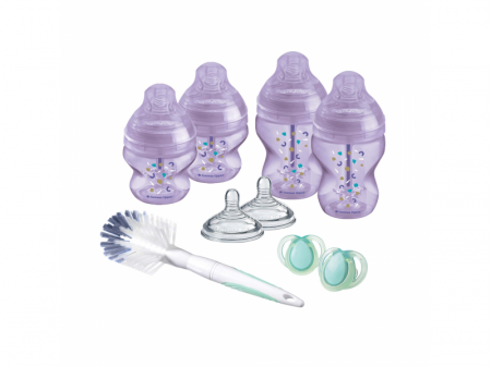 Tommee Tippee Sada kojeneckých lahviček C2N ANTI-COLIC s kartáčem Purple