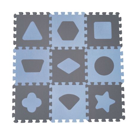 Baby Dan Pěnová hrací podložka puzzle Geometrické tvary, Blue 90x90 cm