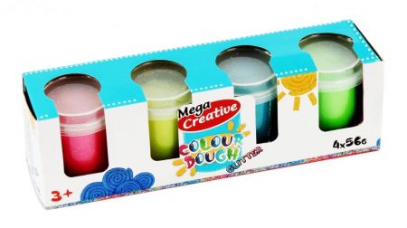 Plastelína 4 barvy třpytky trubice MEGA CREATIVE 471258