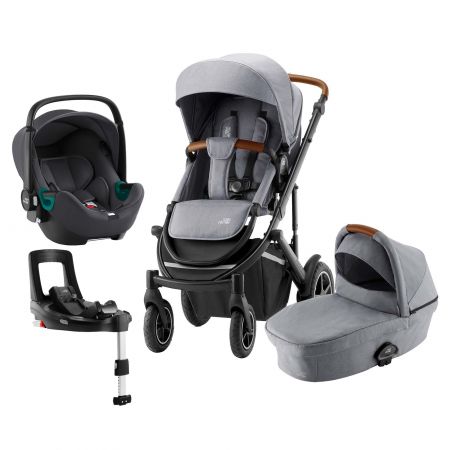 BRITAX Set kočárek Smile III + hluboká korba + autosedačka Baby Safe iSense + báze, Frost Grey/Brown Varianta: Frost Grey/Brown