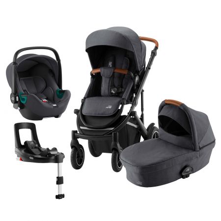 BRITAX Set kočárek Smile III + hluboká korba + autosedačka Baby Safe iSense + báze, Midnight Grey Varianta: Midnight Grey