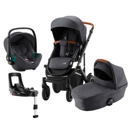 BRITAX Set kočárek Smile III + hluboká korba + autosedačka Baby Safe 3 i-Size + báze, Midnight Grey Varianta: Midnight Grey