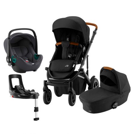 BRITAX Set kočárek Smile III + hluboká korba + autosedačka Baby Safe iSense + báze, Space Black Varianta: Space Black