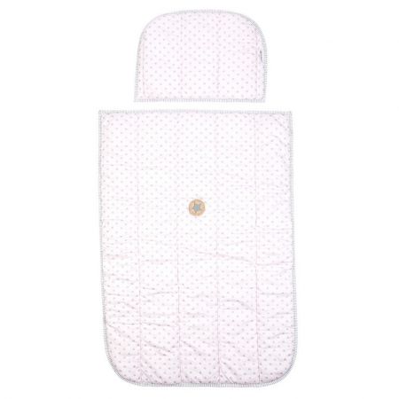 Little Angel Set přikrývka,polštář prošev Outlast® - růžová lesk puntík/pruh bílošedý melír
