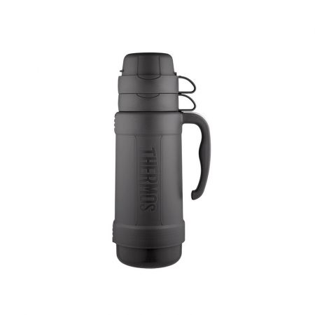 Thermos Skleněná termoska se dvěma šálky - černá