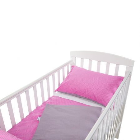 Little Angel Povlečení - růžová puntík šedý/šedá puntík růžový