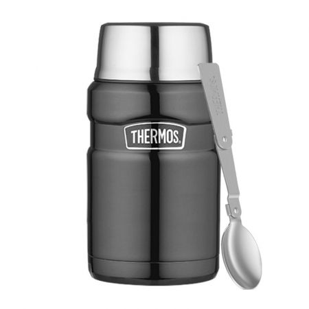 Thermos Termoska na jídlo se skládácí lžící a šálkem - metalicky šedá