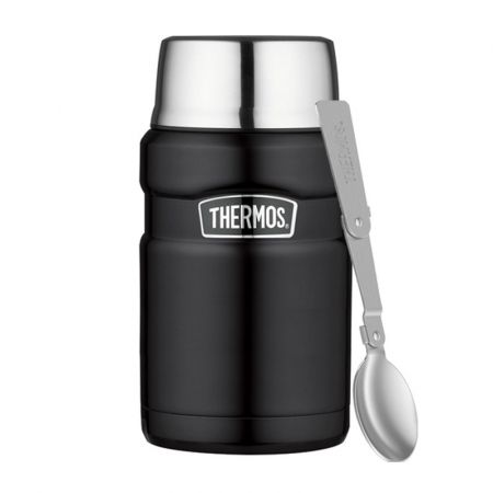 Thermos Termoska na jídlo se skládácí lžící a šálkem - matně černá