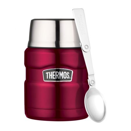 Thermos Termoska na jídlo se skládácí lžící a šálkem - malinová